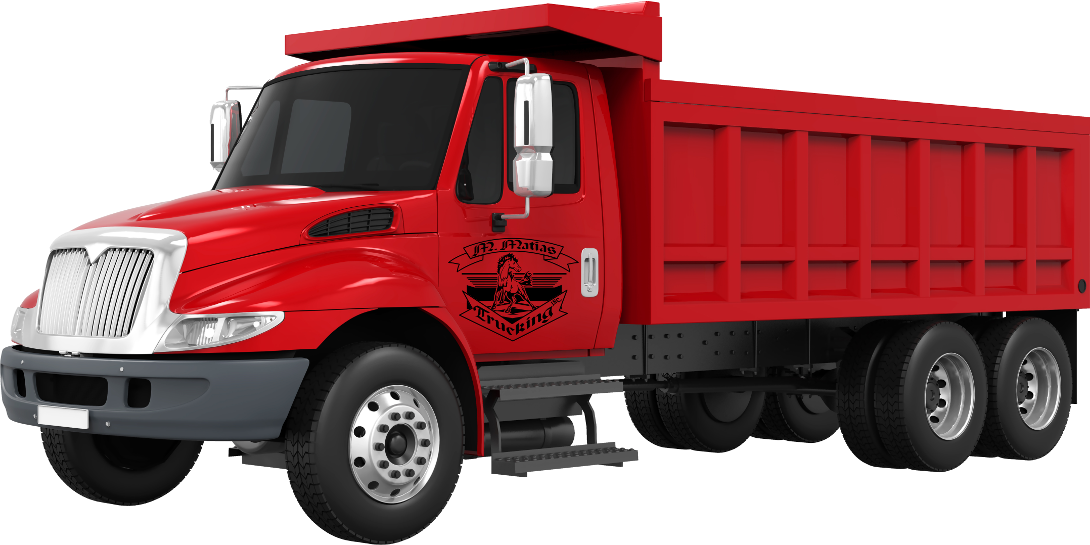 Matias Trucking fleet with company logo